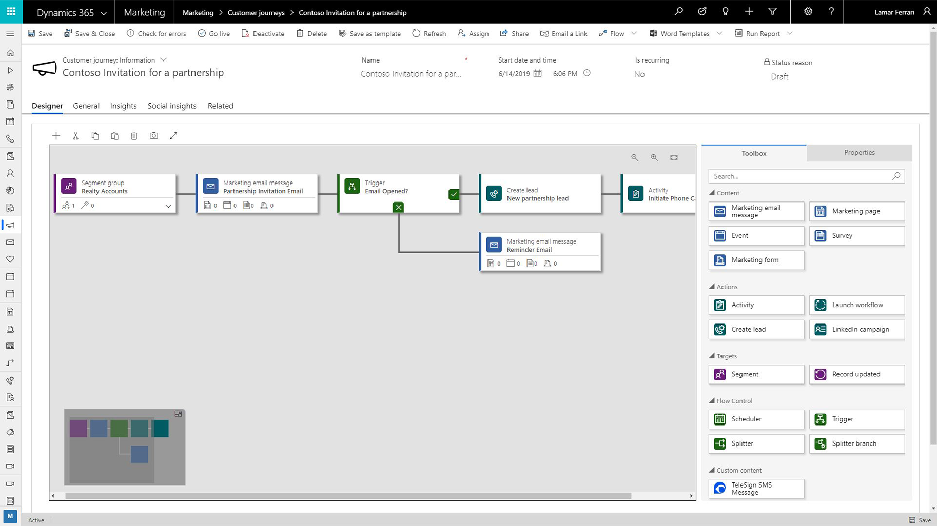 Microsoft Dynmaics 365 CRM marketing application